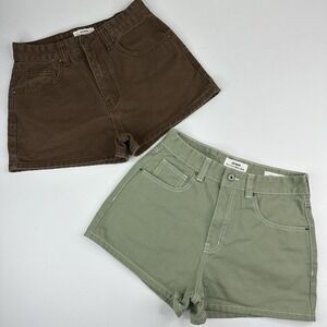 Cotton‎ On High Rise Mom Shorts Bundle Lot Sage Green Brown Womens Size US 6